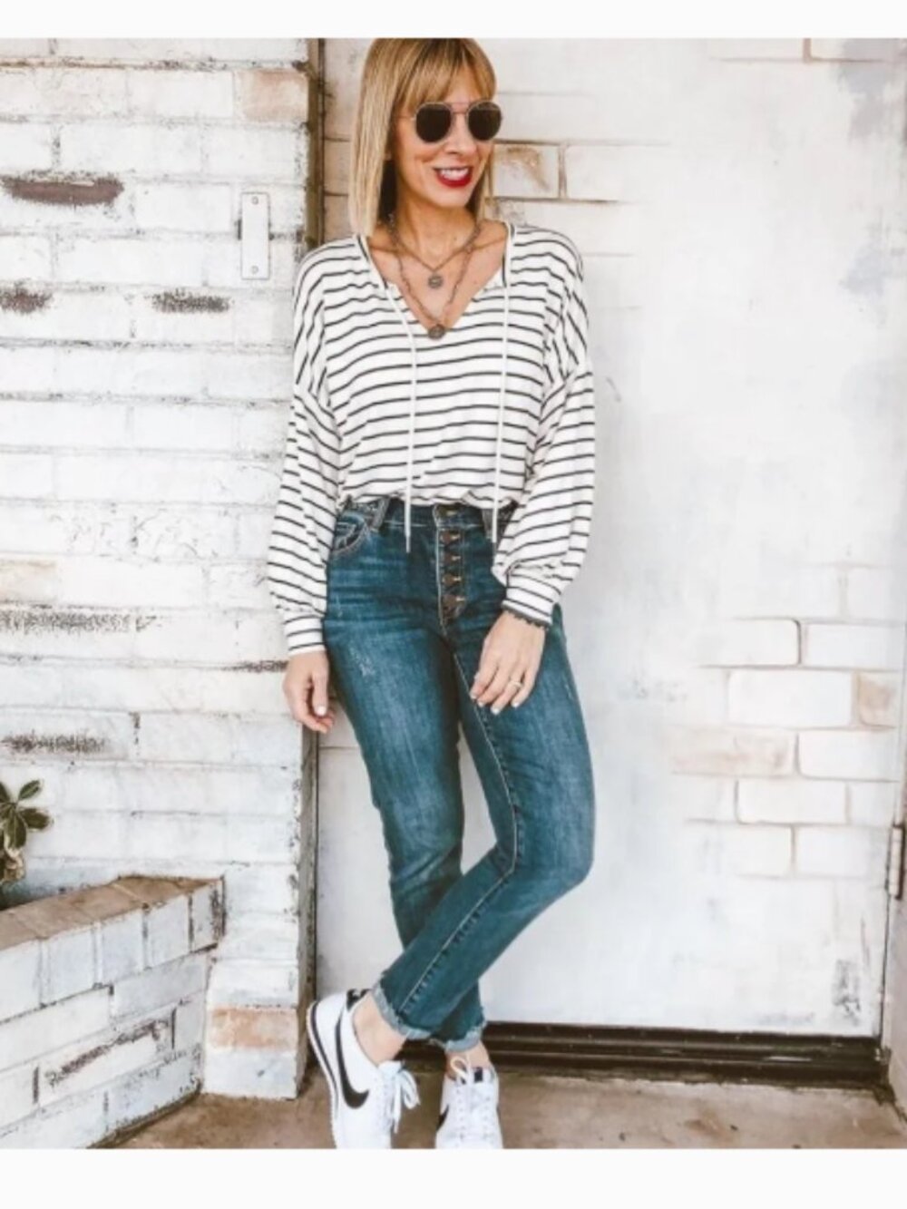 Cabi 5746 Relax Game Day Striped Sweatshirt Spring 2020 Medium Nautical Preppy